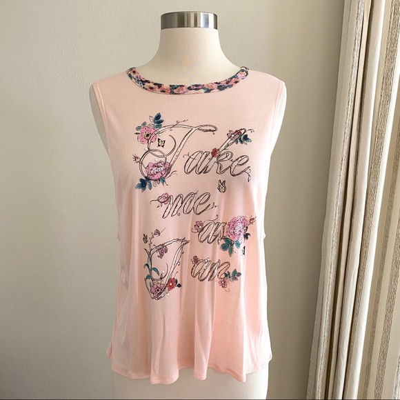 Disney Tops - DISNEY Cinderella Pink Floral Graphic Split Back